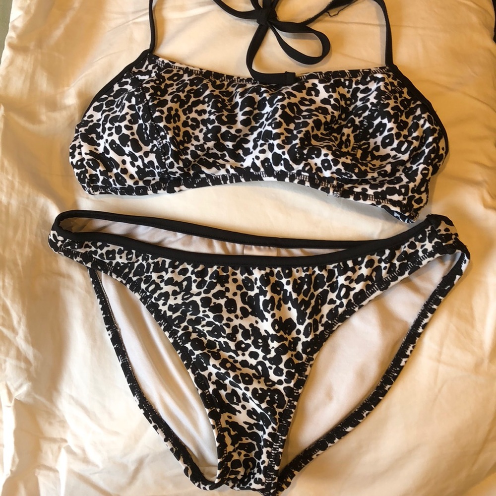 Black and white cheetah bathing suit